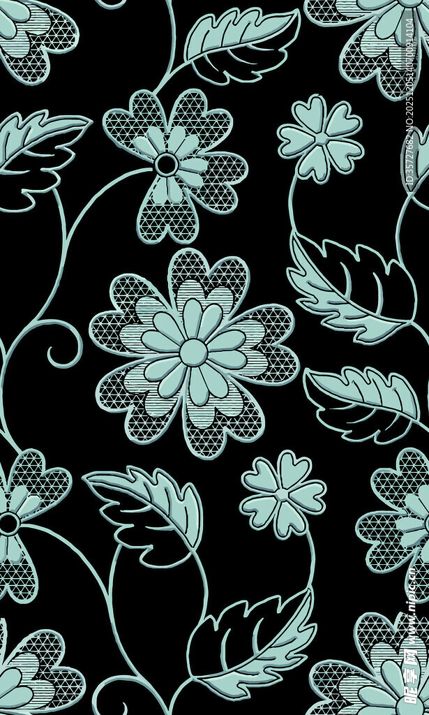 黑色底精致花卉图案