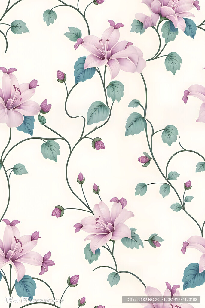 粉色花卉藤蔓图案背景