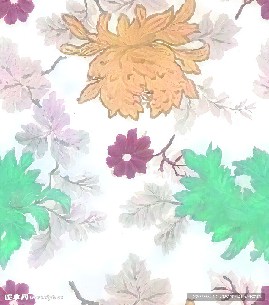 多彩花卉植物图案背景