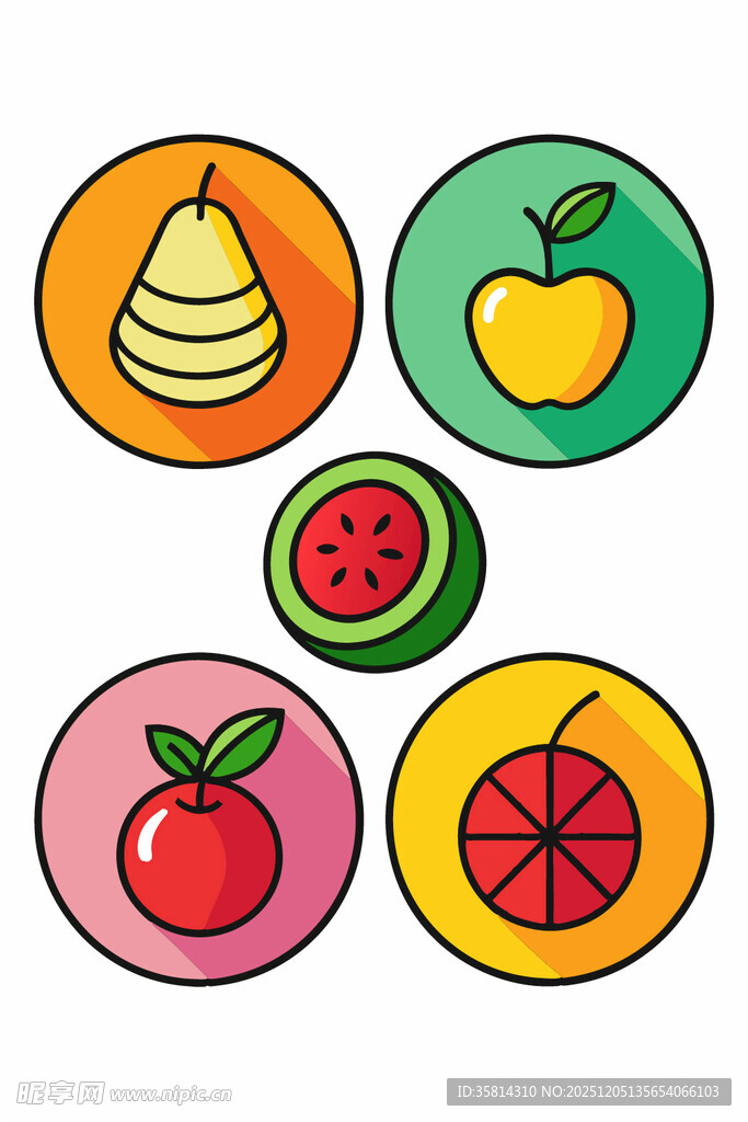 多彩水果图标集合