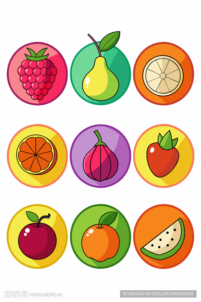 多彩水果图标集合