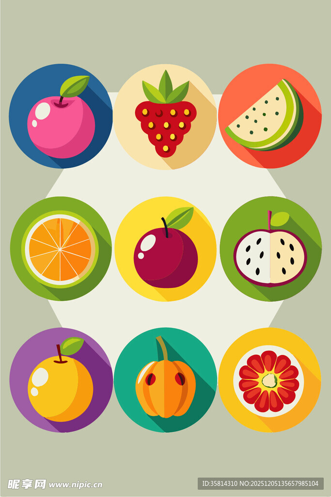 多彩水果图标集合