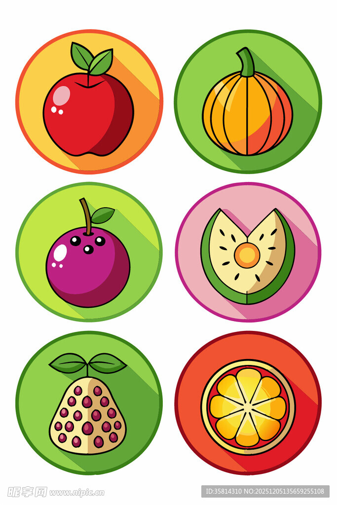 多彩水果图标集合