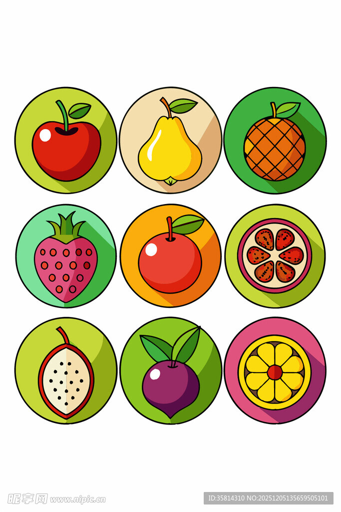多彩水果图标集合