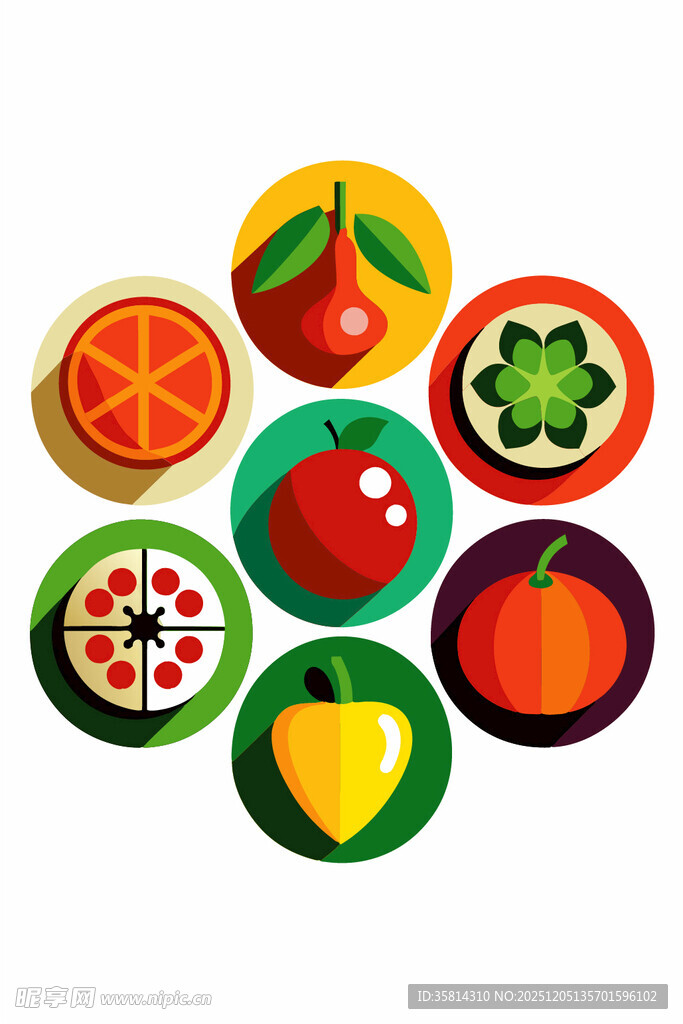 多彩水果图标集合