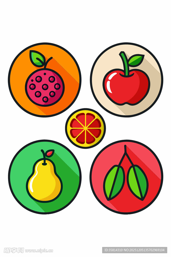 多彩水果图标集合
