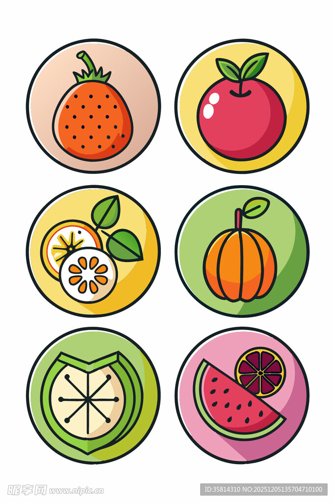 多彩水果图标集合