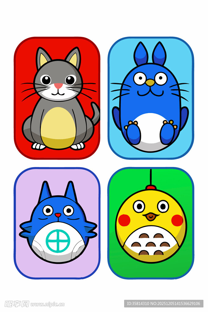 可爱龙猫卡通图标集合