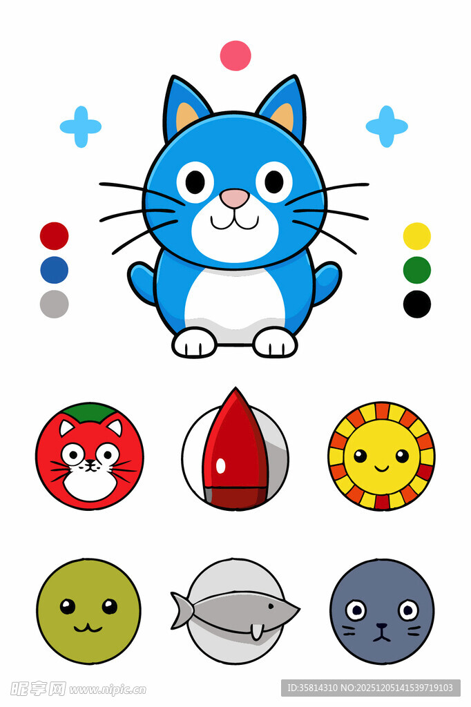 可爱猫咪及表情图标集合
