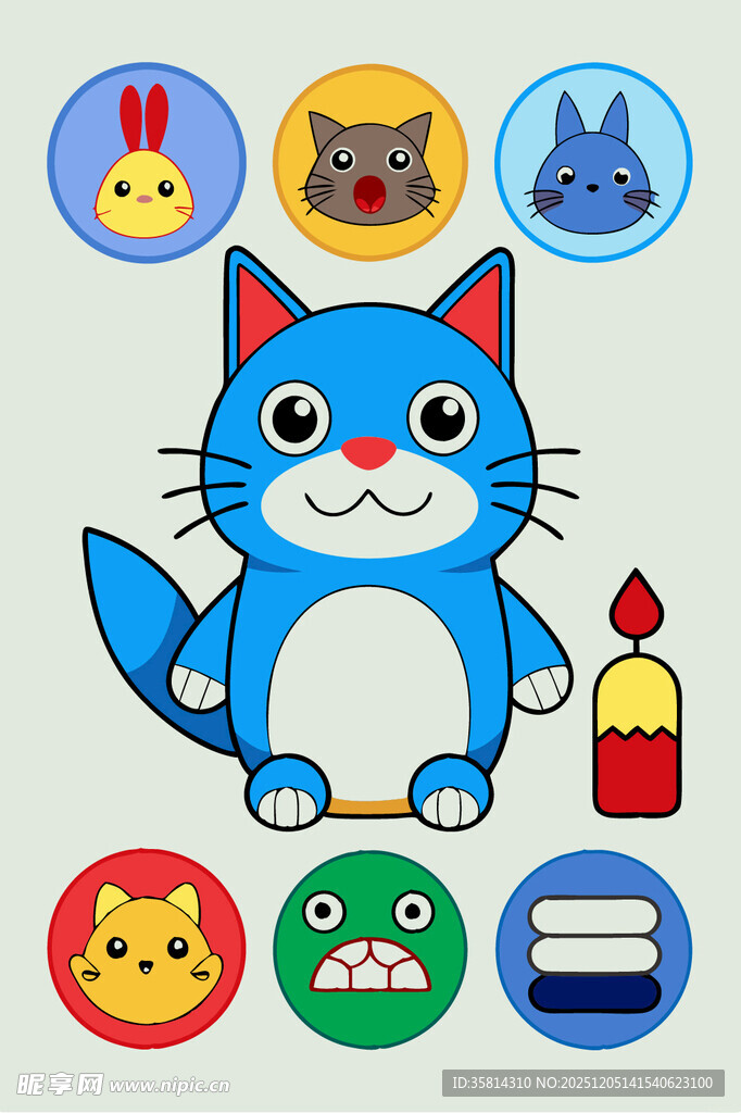 可爱猫咪及周边卡通图案
