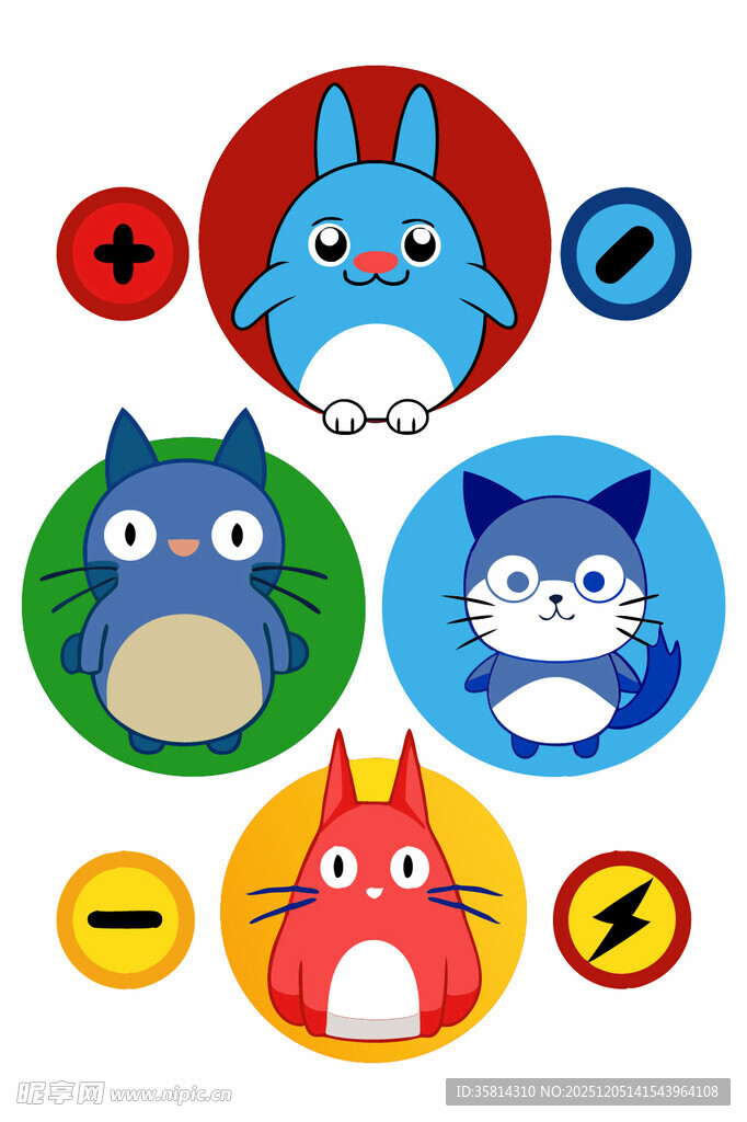 可爱卡通动物图标集合