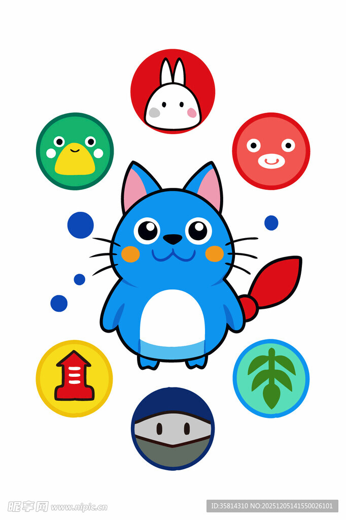 可爱蓝猫与多彩图标