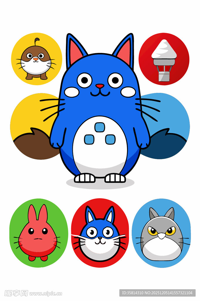 可爱龙猫卡通图标集合