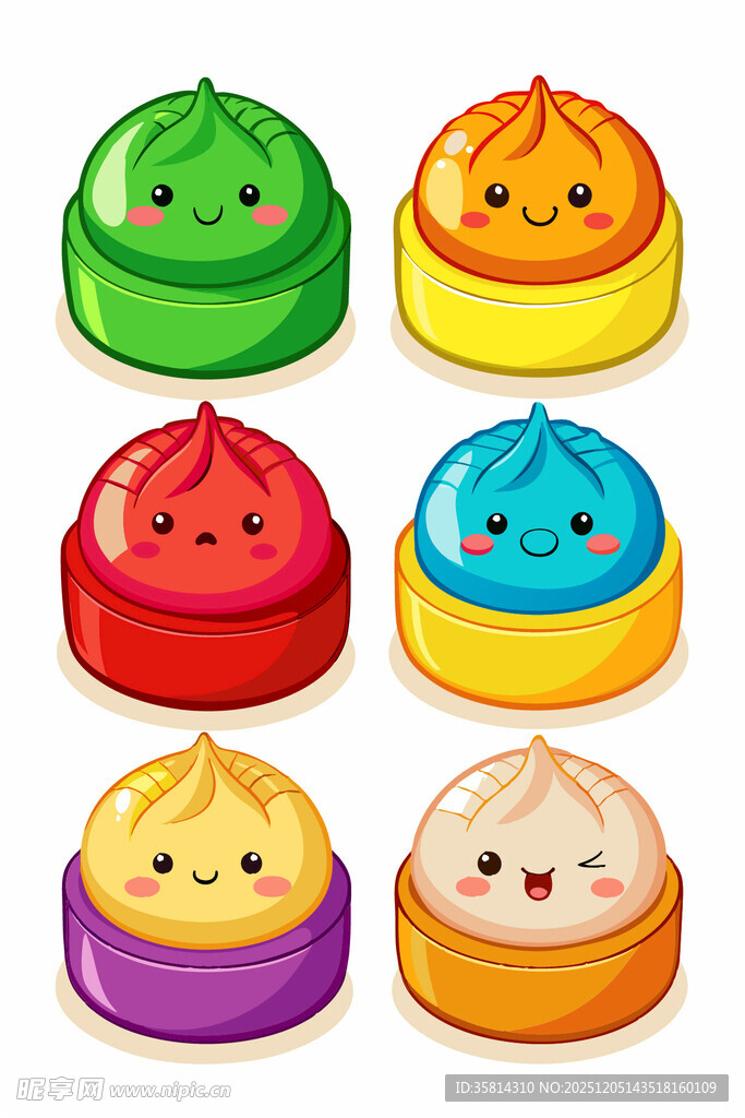 可爱多彩卡通包子形象