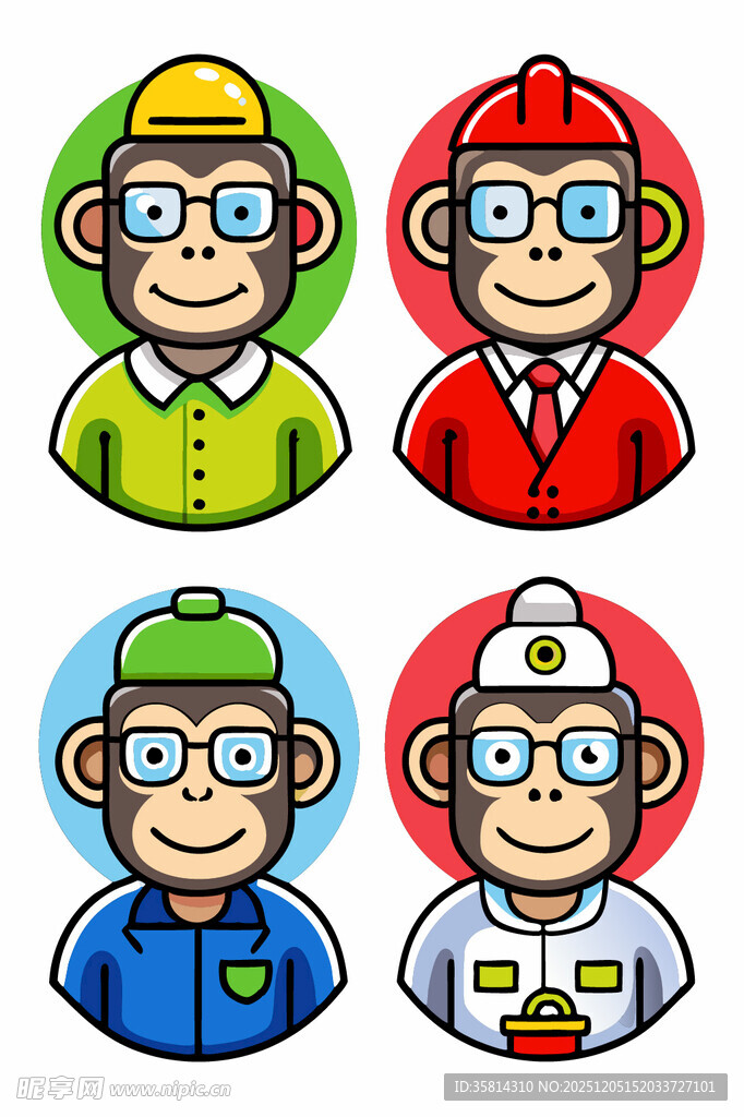 职业装扮的猴子卡通形象