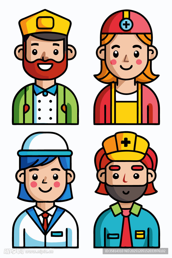 多样职业人物插画