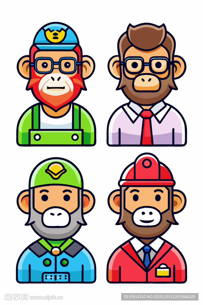 四位风格各异的卡通人物