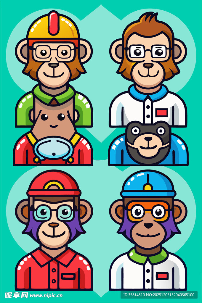 卡通动物赛车手形象