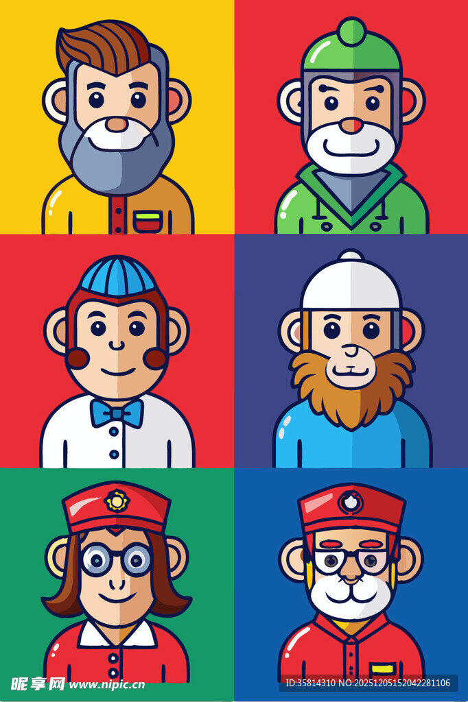 多样卡通人物头像集合