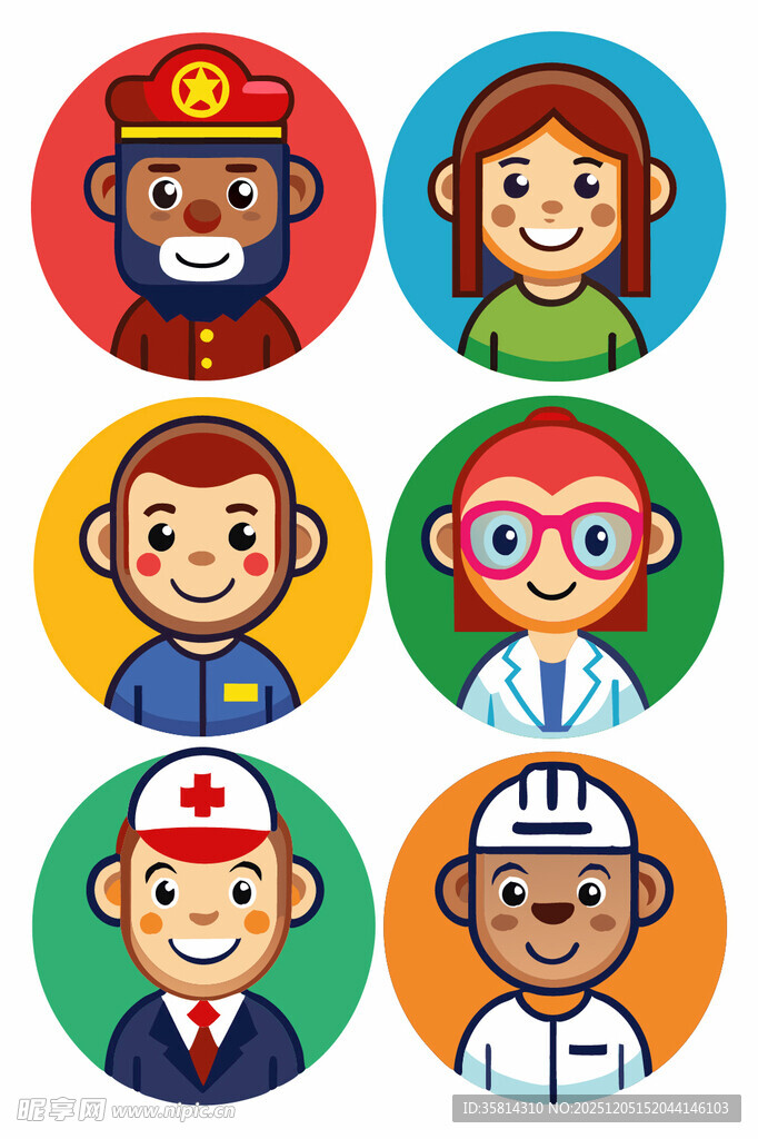 多样职业卡通人物头像
