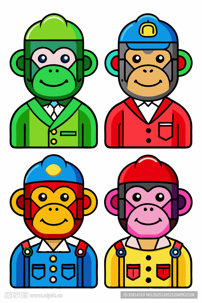 多彩卡通猴子形象集合