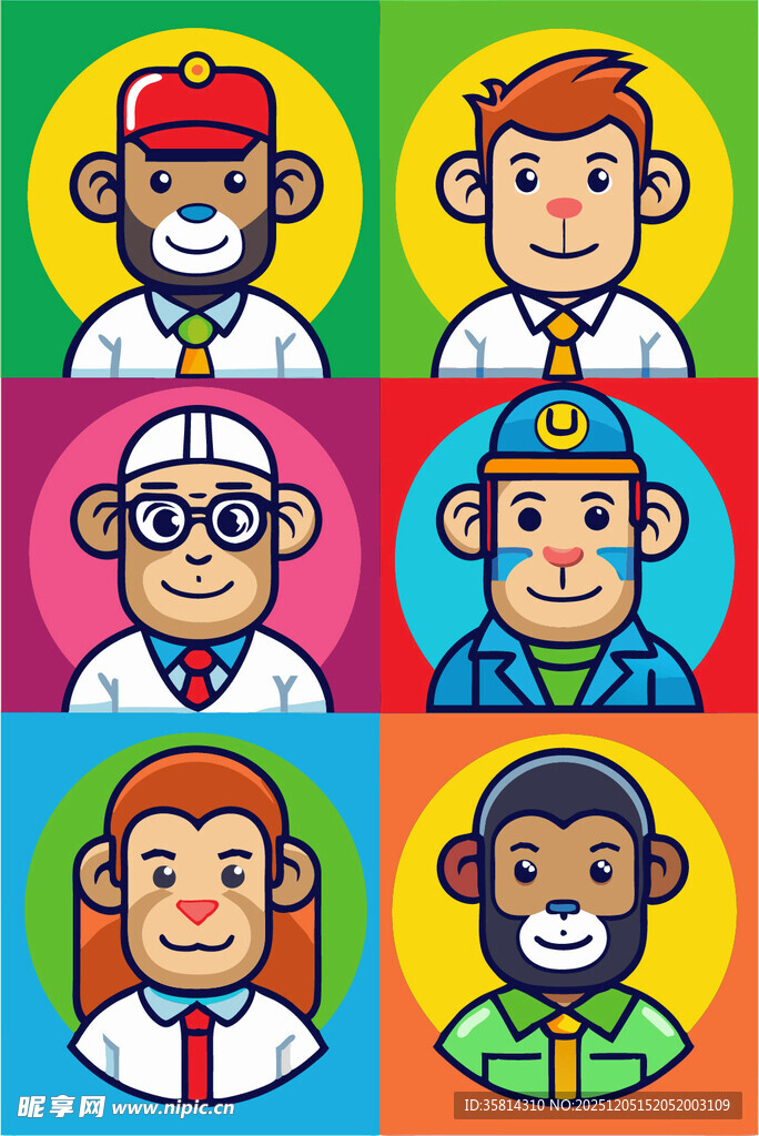 多彩卡通人物头像集合