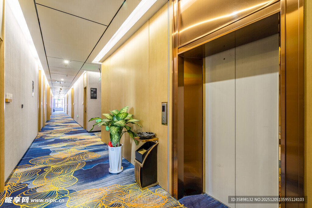 酒店走廊电梯间精致场景
