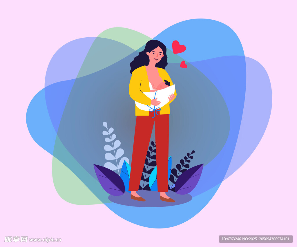 怀抱婴儿的温馨女性形象