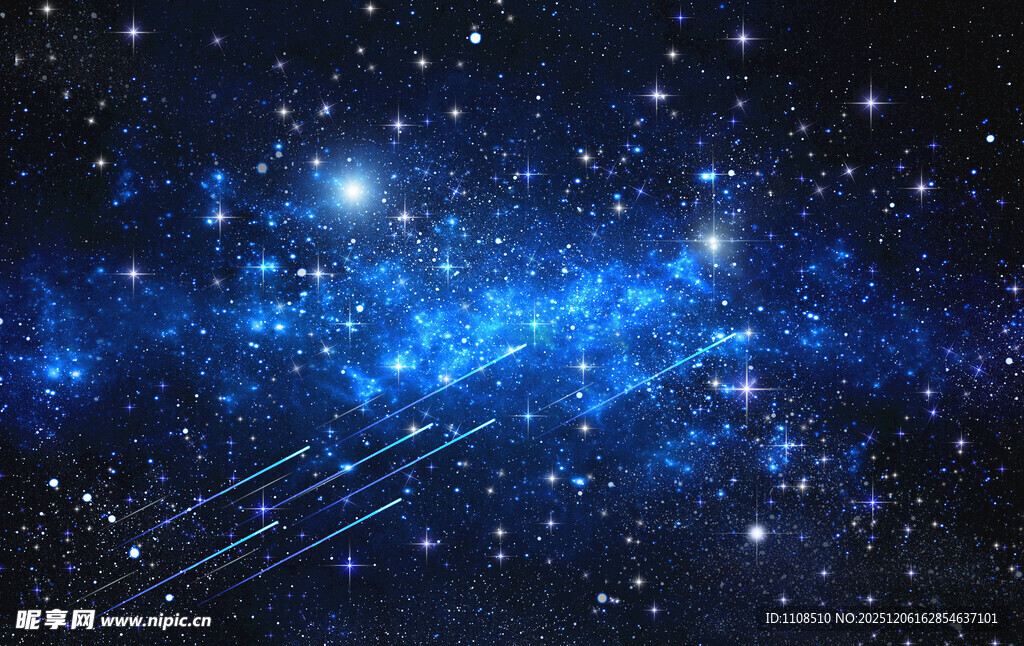梦幻蓝色星空流星景象