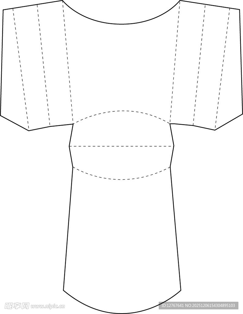 简约短袖上衣款式设计图