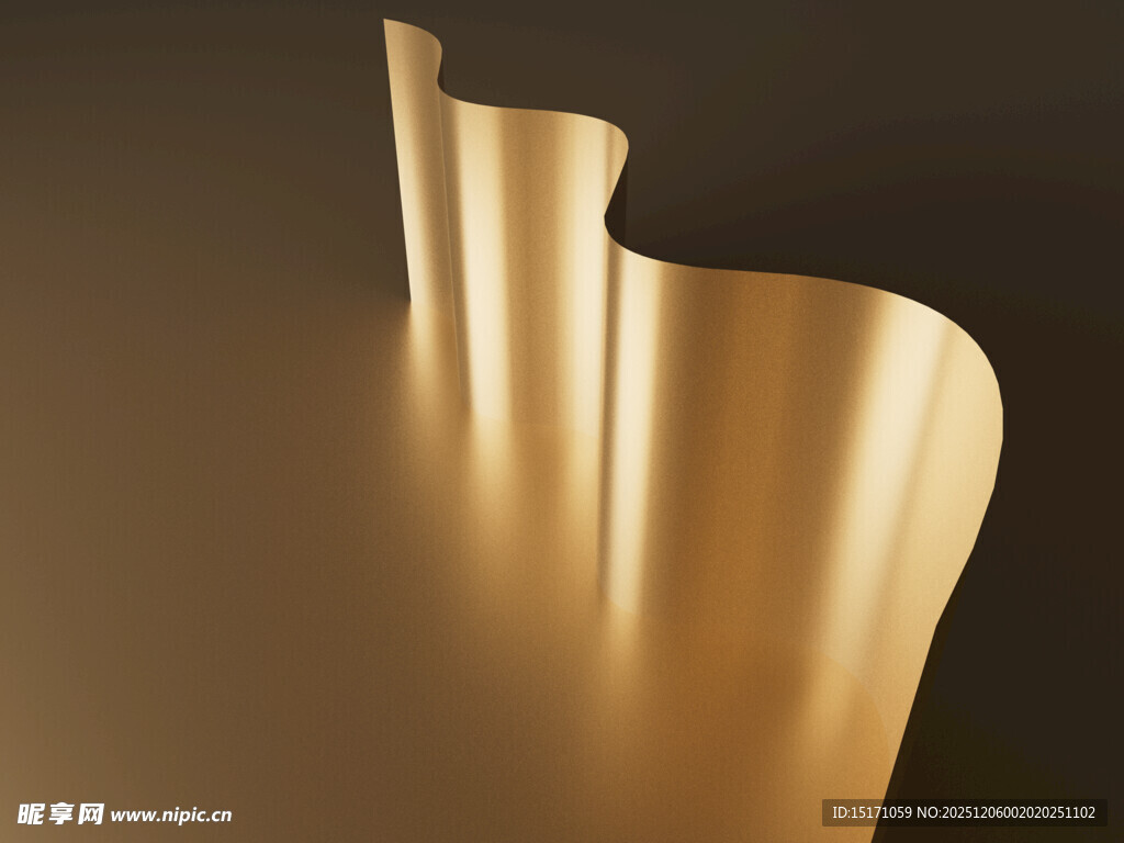 金色波浪形金属质感物体