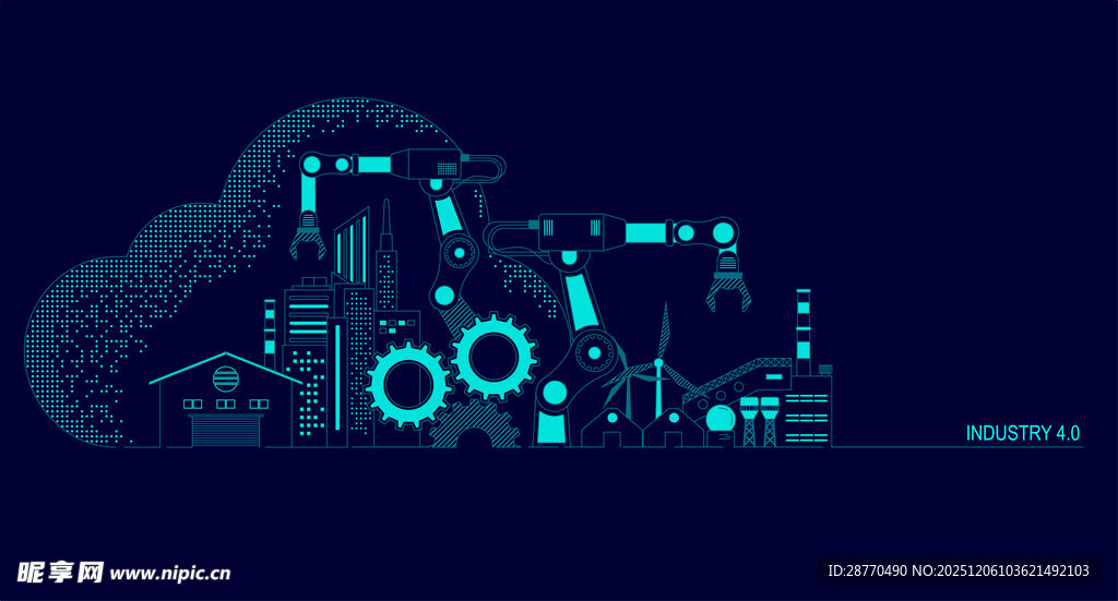 科技感十足的数字化城市工业景观