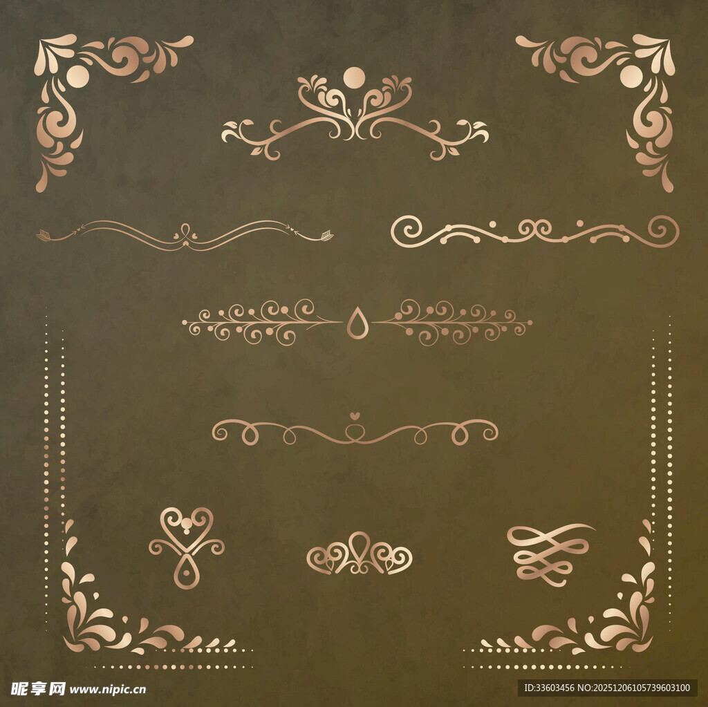 复古金色花纹装饰图案集