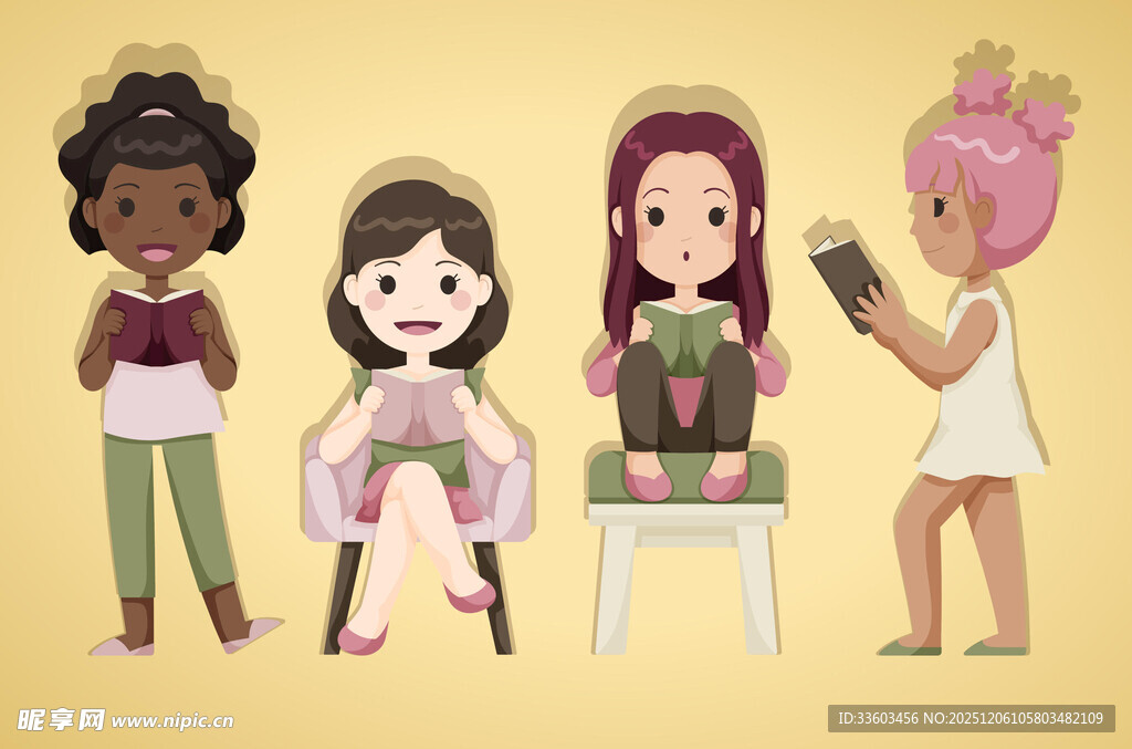 女孩们享受阅读美好时光