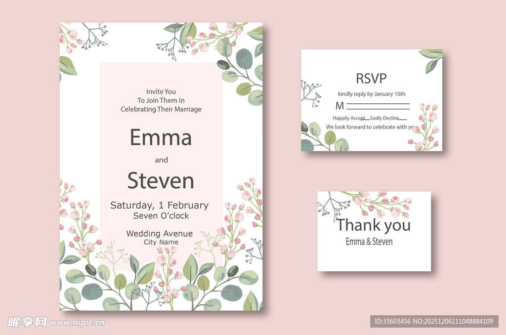 花卉婚礼请柬设计