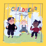 儿童节快乐场景插画