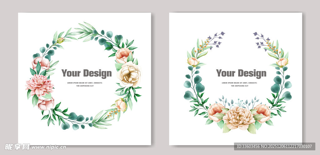 花卉环绕婚礼请柬设计