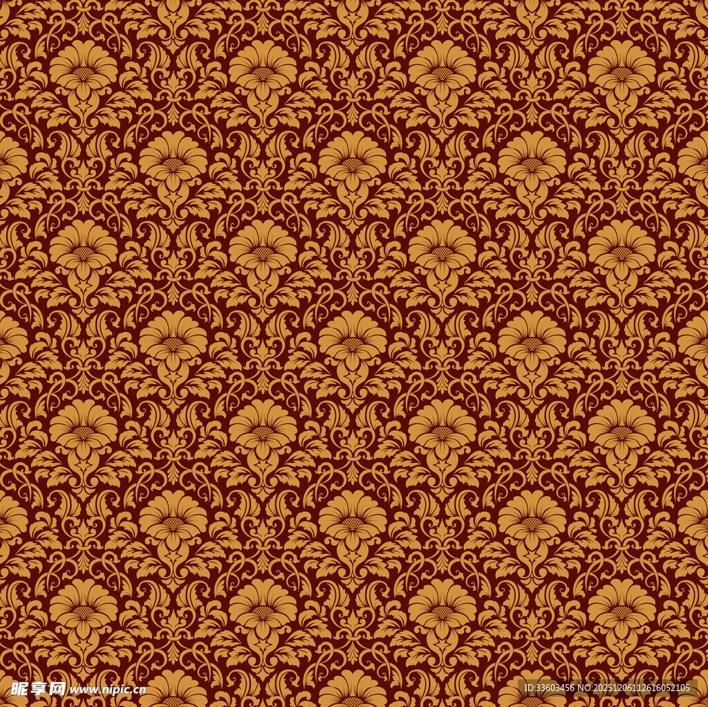 复古金色花纹底纹图案