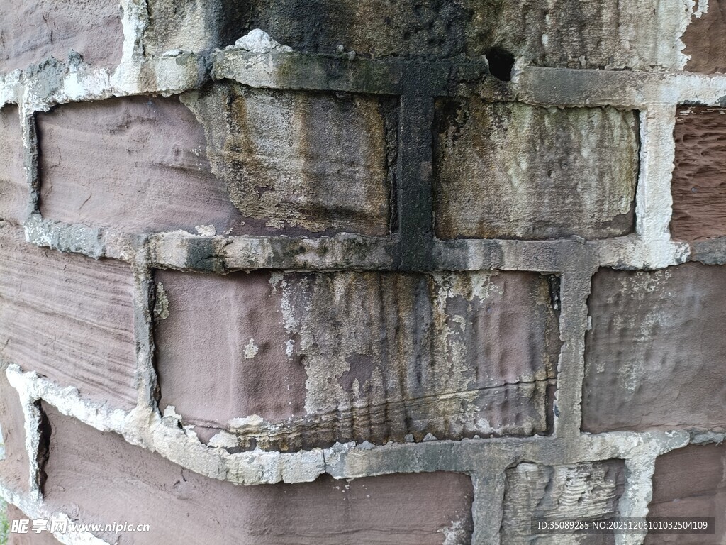 老旧砖墙纹理特写