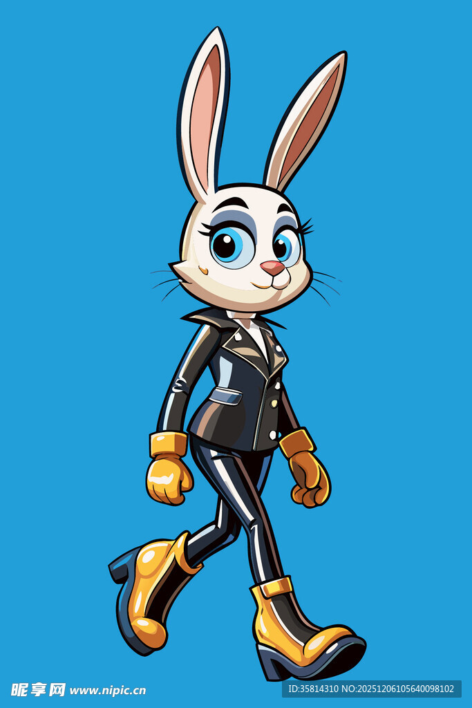 兔子女警形象卡通插画