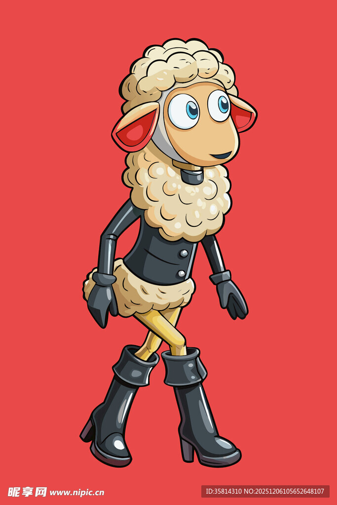 时尚装扮的卡通绵羊