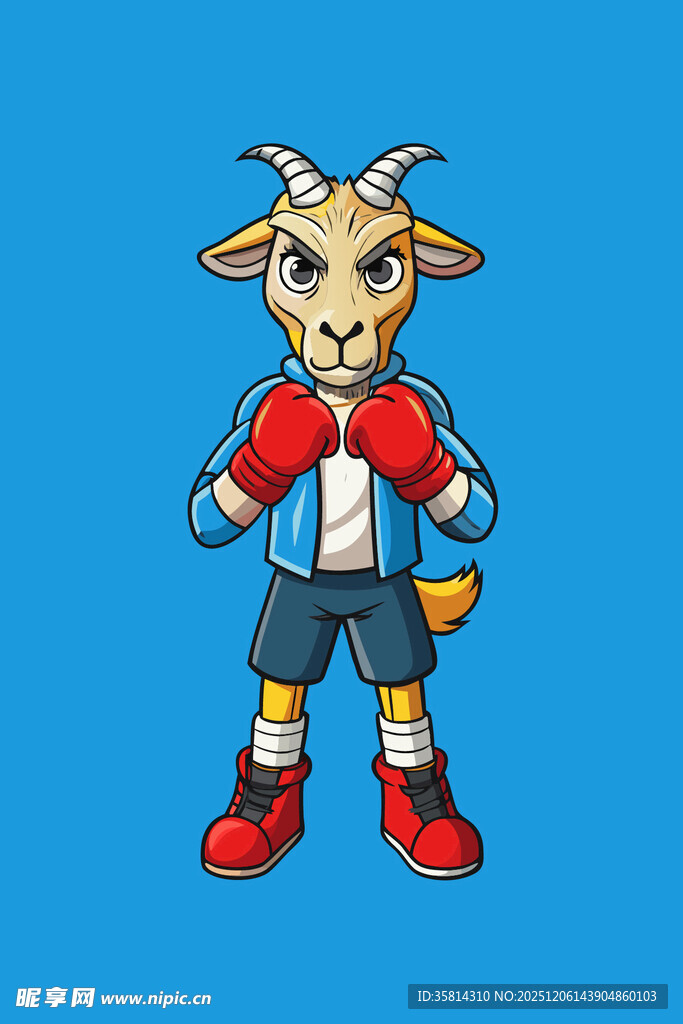 拳击山羊卡通形象