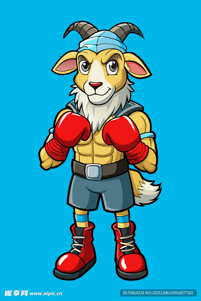 拳击山羊卡通形象