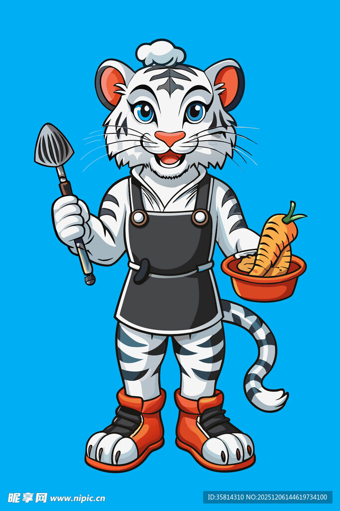 可爱老虎厨师形象