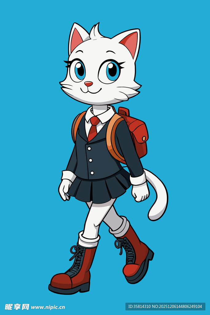 穿着校服的可爱猫咪