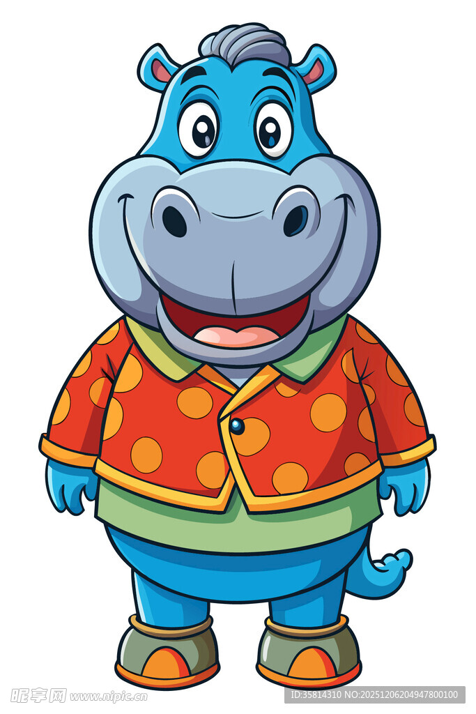 穿花衣的卡通河马