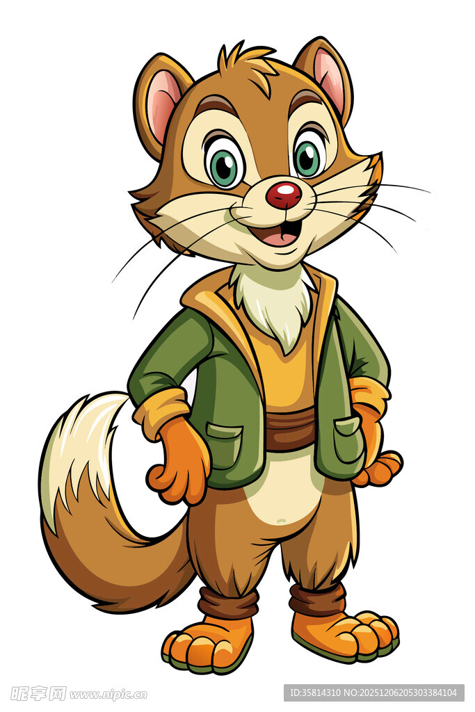 穿着服饰的可爱松鼠形象