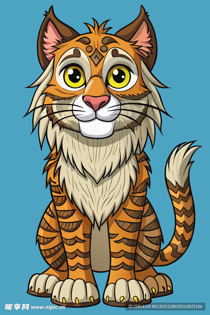 可爱条纹猫咪插画