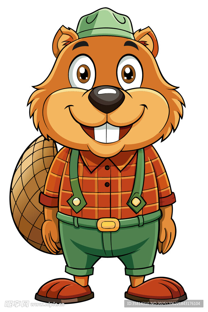 背着麻袋的可爱海狸形象