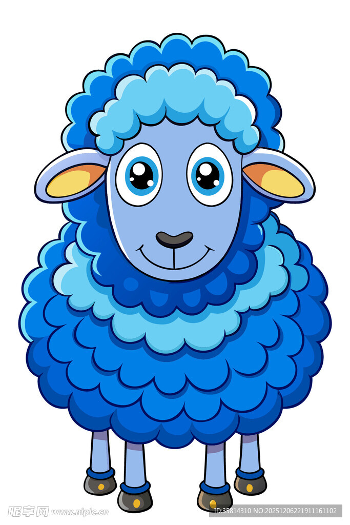 可爱蓝色绵羊卡通形象